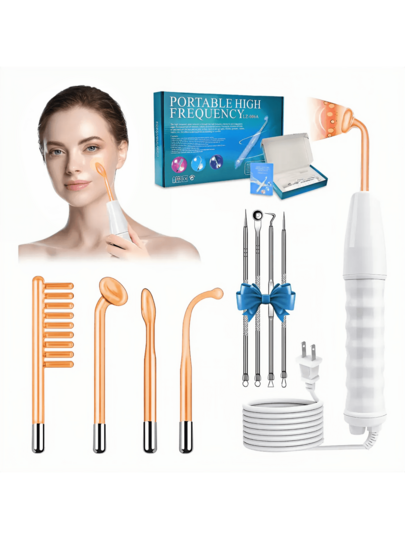 Dispositivo De Belleza 4 En 1 Portátil Tubo De Vidrio De Electroterapia Multifuncional, Mejoría De Cara, Puntos De Acné, Eliminador De Manchas, Herramienta Para El Cuidado De La Piel Y Cuidado Facial Para Mujeres