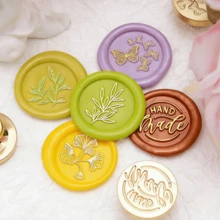 BAOFALI 1 đầu con dấu sáp họa tiết hoa (không kèm cán) - Con dấu sáp hình lá - Con dấu sáp hình cây cỏ - Con dấu sáp hoa dại cho thiệp mời đám cưới - Con dấu sáp đóng gói quà tặng - Một cỡ - Xem 3