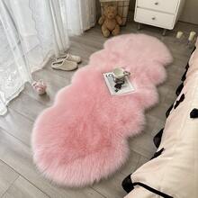 1pc Solid Color Asymmetrical Faux Fur Rug, Cozy Decor For Kids Room, Living Room Small Carpet, Bedroom Rug, Home Decor, Outdoor Carpet, Washable - Multicolor - View 4