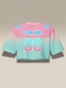 Custom Pink Football Jersey Crop Top For Women Personalized Girls City Printed Streetwear With Name Number Customized,Free Design, Fast Shipping,Drop Shoulder - Pink - View 4