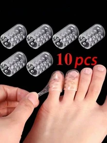 QKC 20pcs Toe Anti Abrasion And Pain Protection Silicone Toe Sports Toe Sleeve For Women High Heels Women Pumps And Men Sneakers Shoes Summer Daily Wear - 透明10 - 查看 10