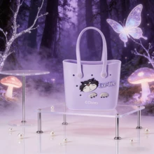 Series Cartoon Cute Hollow Lunch Bag, Summer EVA Beach Bag Basket, Women's Picnic Handbag,  Shaped Lunch Box, Waterproof Tote Bag, Shopping Shoulder Bag, Gift - Purple - View 6