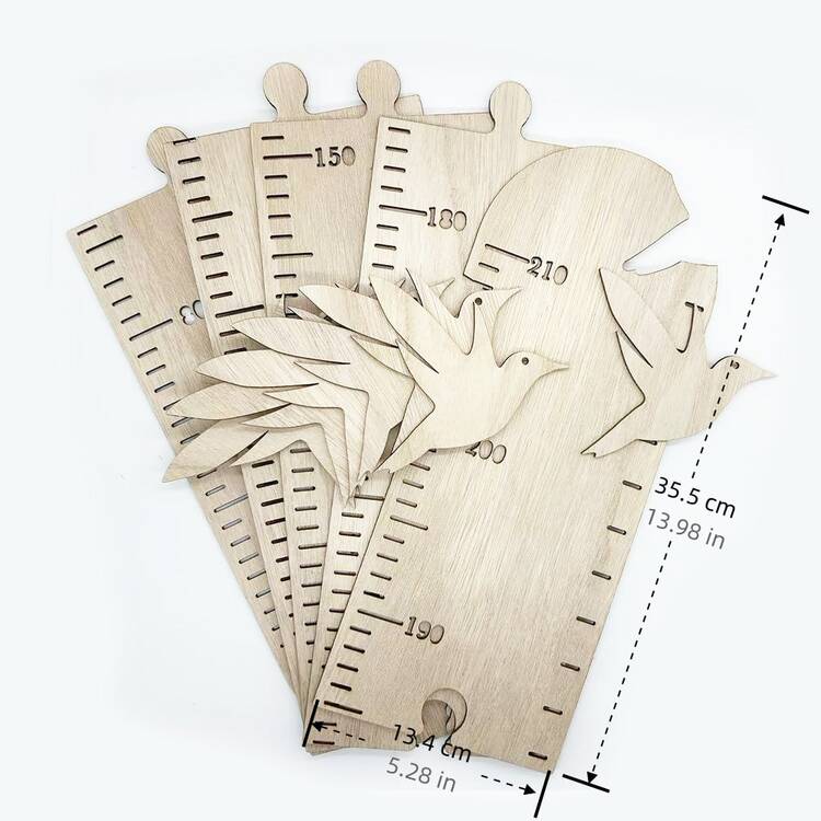 Wooden Bird Puzzle Height Ruler Wall Sticker, Stackable Children's Room Growth Record Ruler, Home/Gym Decor No Drilling Required, Kids Growth Curve Record - Flying Bird Design - View 9