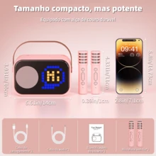 JYX D58 Máquina de Karaoke para Niños y Adultos, Mini Altavoz Portátil de Karaoke Bluetooth con 2 Micrófonos Inalámbricos - Rosa - Ver 5