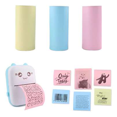 Kit 3 Rolos Bobina Colorida Mini Impressora Gatinho Colorido