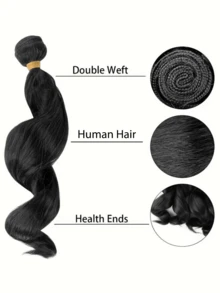 Remy真人发散波纹发束 #1B 自然黑双层发片防毛躁不掉发女士圣诞礼物新年派对假发节日假发节日造型 - SNatural - 查看 2