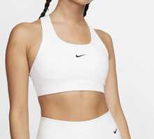 Nike Dri-Fit Swoosh 跑步健身 中強度支撐純色 運動內衣 女款 白色 - 白色 - 查看 3