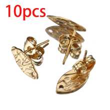 10个不锈钢眼睛形状耳钉，带耳塞，DIY珠宝制作配件耳环组件 - 彩色 - 查看 10