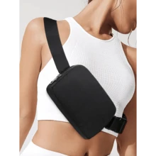 Sports Waist Pack/Crossbody Bag, Suitable For Running, Hiking, Cycling, Fitness And Other Sports, Fashion Casual Minimalist, Unisex, Suitable For Students. Mini Waist Pack With Adjustable Shoulder Strap, Unisex, One Shoulder Crossbody Bag, Suitable For Outdoor Sports, Running, Travel, Black, College Style Waist Pack, Suitable For The First Day Of School. - 黑色 - 查看 7
