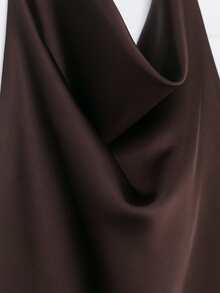 Seelio 夏季新款女士时尚缎面质感优雅吊带上衣 - 棕色 - 查看 10