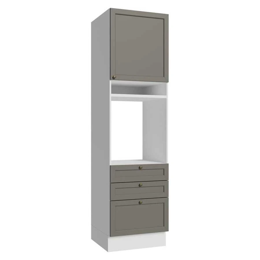 Mueble Para Horno Y Microondas Madesa Vik 60cm 3 Cajones BG - Blanco y Gris - Ver 1