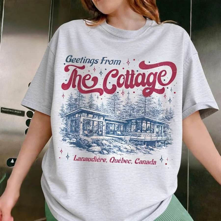 Heated Rivalry Coming To The Cottage T-Shirt, Hockey Romance Book Movie Fans Tee - 淺灰色 - 查看 1
