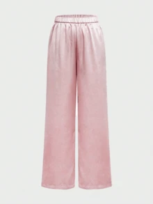 2pcs/Set Elegant Commuting & Casual Vintage Coin Pattern Silk-Like Satin Texture Women Outfit Pink Spring - Pink - View 10
