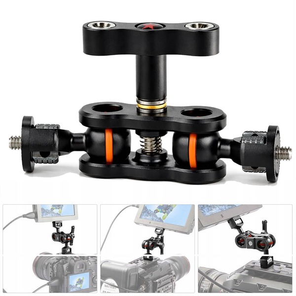 Doppelkugelkopf Magischer Arm 15 cm, 6,35 mm Schraube Gelenkarm mit 180 Grad Drehung, Universelle Halterung für Kamera DSLR Monitor LED Licht Mikrofon Action Kamera Handyhalterung