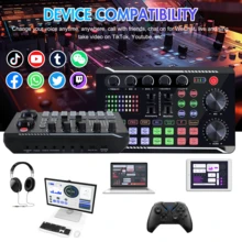 Upgraded F998 Sound Card Kit, Podcast Microphone Bundle, Condenser Mic With Live Sound Card Kit, Podcast Equipment Bundle With Voice Changer And Mixer Functions For PC Smartphone Studio Recording & Broadcasting - Gold Microphone + F998 Sound Card - View 9