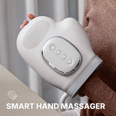 1个便携式无线USB充电智能手部按摩器，5档强度调节，手指按摩，智能定时，多种按摩模式及加热功能，符合人体工学设计，适合居家、办公使用，也是送给父母、长辈、女士、男士的理想礼物，2026年热销款