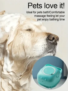 Pet Bathing Massage Brush, Shampoo Brush, Soft Dog Cat Grooming Cleaning, Built-In Shower Gel Dispenser Massage Shower Brush, Dual Function Massage Comb And Cleaning Tool, Ergonomic Handle, Detachable Head, Wet & Dry Use, Massage Silicone Bathing Brush With Shampoo Storage Space - Silicone, Material, Convenient Shower Brush, Can Be Opened To Squeeze In Shower Gel - Multicolor - View 4