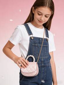 Girls' Children PU Leather Princess Handbag, Fashion Defined Small Crossbody Bag, Holiday Gift, White/Pink/Purple - Multicolor - View 10