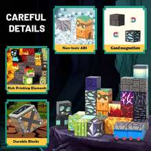 50/100/200/300块磁性积木 - 打造矿业世界和磁性洞穴世界，建筑积木立方体玩具套装，磁性积木可搭建矿业世界，STEM教育感官玩具，适合3岁以上儿童，促进专注力和创造力，送给男孩女孩的绝佳礼物 - 彩色 - 查看 11