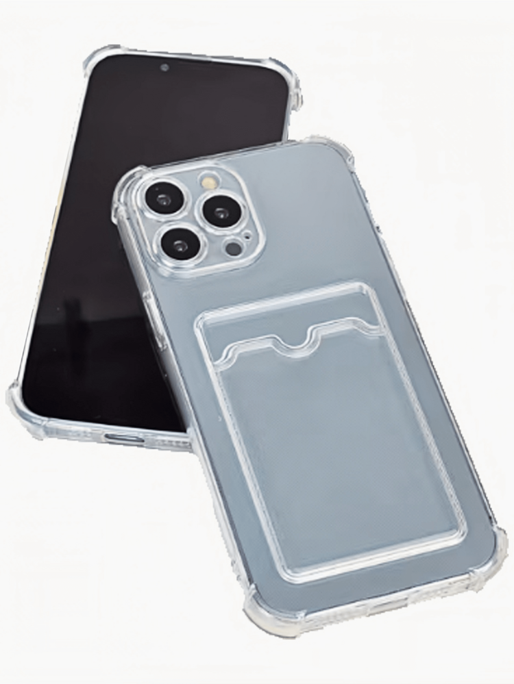 Transparent Minimalist Card Slot Phone Case Compatible With Apple Devices; Can Hold Bank Cards And Photos. - Clear - View 24