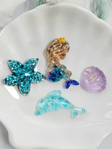 زينة حذاء شكل نجمة البحر والحورية، زهرة حذاء من الراتنج وإكسسوارات مشبك الحذاء للصنادل DIY، إكسسوارات الأحذية، مناسبة للارتداء في البرامج اليومية والسفر - متعدد الألوان - مشاهدة 2