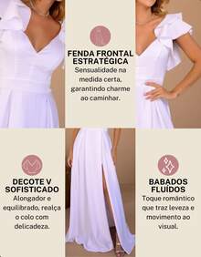 Elegant Women's Satin Long Dress With Ruffled Sleeves, Chic Party Dress With Slit, Fashionable - trắng - Xem 4