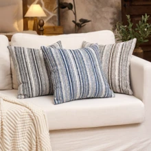 1 buc. Față de pernă pătrată cu textură bouclée decorativă de lux, potrivită pentru canapea, living, dormitor, casă la țară, poate fi folosită și ca și cadou, fără inserție de pernă - Albastru-Bej - Vizualizare 10