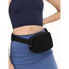 Sports Waist Pack/Crossbody Bag, Suitable For Running, Hiking, Cycling, Fitness And Other Sports, Fashion Casual Minimalist, Unisex, Suitable For Students. Mini Waist Pack With Adjustable Shoulder Strap, Unisex, One Shoulder Crossbody Bag, Suitable For Outdoor Sports, Running, Travel, Black, College Style Waist Pack, Suitable For The First Day Of School. - 黑色 - 查看 4