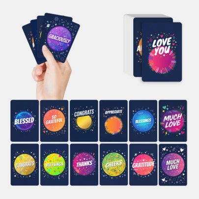 18Pcs Modern Workplace Appreciation Cards - Set Of 14 Bold "Thanks" & "Gratitude" Notes With Energetic Designs, For Colleagues, Clients & Team Recognition,Positive Affirmation Notes "SO GRATEFUL", "BLESSINGS", Easy To Share For Instant Mood Boost & Connection