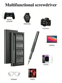 1 Set 25 In 1 Precision Screwdriver Kit, [Bearing Steel] Small Screwdriver Professional Magnetic Mini Repair Tool Set, Suitable For Phones, Computers, Watches, Laptops, Game Consoles, Glasses, Electronics - Black - View 1