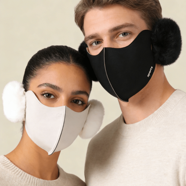 1pc Solid Color Polyester Winter Earflap Face Mask, Suitable For Commuting, Skiing, Outdoor Sports, Walking Dogs, Outdoor Work, Keeping Warm In Autumn/Winter