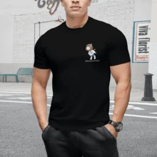Kanyes Wests Graduation Bear Double Sided Printed Short Sleeved Men's And Women's Fashionable Hip-Hop Cool Sportswear Men's And Women's T-Shirt Top Summer Men's Clothing - 黑色 - 查看 4