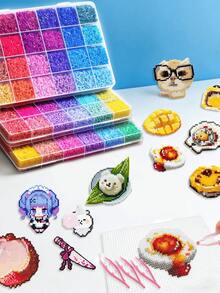 Fuse Beads Kit For Beginners - 3D Pixel Art Pendant & Jewelry Making Supplies With Chains, Creative Gift Idea (Iron Not Included) - Multicolor - View 3