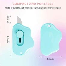 1 pieza Cuchillo/Cortador de cajas/Abridor de sobres/Cortador de sobres con forma de nube mini, Cortador de papel portátil con forma de nube y orificio para llavero - forma de nube - Ver 2