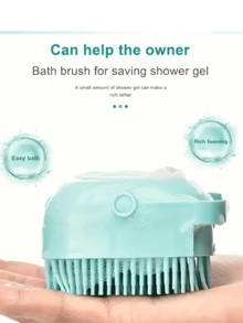 Pet Bathing Massage Brush, Shampoo Brush, Soft Dog Cat Grooming Cleaning, Built-In Shower Gel Dispenser Massage Shower Brush, Dual Function Massage Comb And Cleaning Tool, Ergonomic Handle, Detachable Head, Wet & Dry Use, Massage Silicone Bathing Brush With Shampoo Storage Space - Silicone, Material, Convenient Shower Brush, Can Be Opened To Squeeze In Shower Gel - Multicolor - View 8