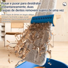 1Set Conjunto Esfregão de Microfibra com Balde Dobrável, Raspador e Desidratação - Azul, Rodízios na Base, Gancho + Sacola de Entrega, Ideal para Limpeza Residencial em Cozinha, Sala e Quarto - A - Visão 3