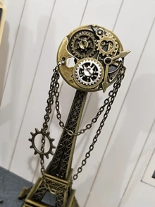 1件复古蒸汽朋克风格胸针，包含时钟、齿轮和多功能哥特式发夹，不锈钢材质 - 銅色 - 查看 4