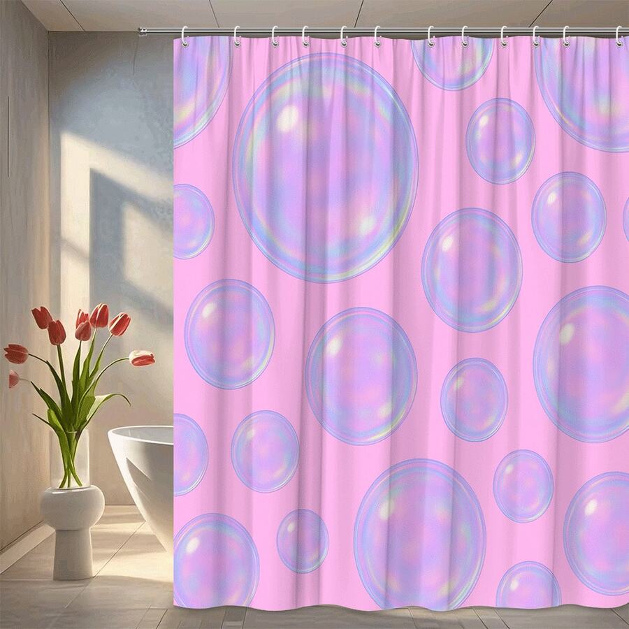 Cute Pink Bubble Shower Curtain S Bathroom Decor - White - View 1