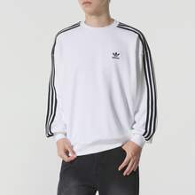 Adidas Originals Oversized Crew Sweatshirt For Men - Comfortable, Soft, And Relaxed Fit - White/Black - View 4