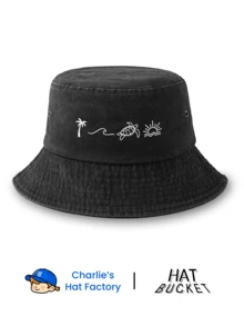 1 Mũ tai bèo cổ điển unisex đã qua xử lý - Họa tiết cây cọ nhiệt đới, sóng biển, rùa và mặt trời - Có sẵn các tông màu đất (đen, xanh navy, xám, kaki) và màu nổi bật (đỏ tía, vàng nghệ) - Chất liệu mềm mại, dễ gấp gọn, thích hợp cho kỳ nghỉ biển và du lịch đảo. - bãi biển - Xem 3