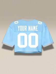 Áo croptop bóng đá nữ màu xanh nhạt thiết kế riêng, in tên và số áo của thành phố, kiểu trễ vai, phong cách đường phố, có thể tùy chỉnh, giao hàng nhanh. - Rửa nhẹ - Xem 4