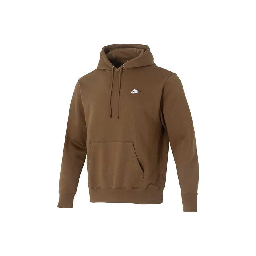 Nike Club Men's Fleece-Lined Hooded Knit Sweatshirt, Chestnut Brown - Maroon - View 1