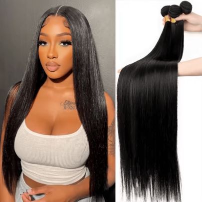 CEXXY Tissage en cheveux brésiliens naturels Remy lisses de qualité vison 12A, 25,4 à 71,1 cm, couleur naturelle, non traités, lot de 4, trames doubles, à coudre, sans perte