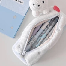 1pc New Cream Swiss Roll Plush Pencil Case, Cute Student Large Capacity Desk Stationery Box Pencil Bag - Swiss Roll - View 9