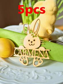 Personalized Wooden Easter Bunny Place Cards + Custom Text Customizable Easter Table Setting Name Cards For Family Easter Brunch, Holiday Dinner Parties, Church Easter Events, Wedding Receptions, Baby Showers - Conventional - View 10