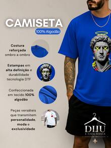 Men's Plus Size Casual Summer Set - T-Shirt And Shorts - Loose Fit, Street Style For Summer + Watch - 白色 - 查看 5