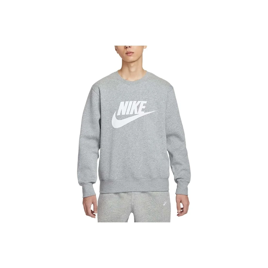 Sudadera Nike de cuello redondo, color liso, cálida y de manga larga para hombre, gris - Gris - Ver 1