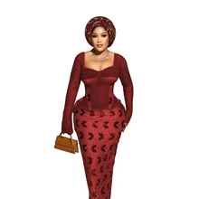 Feather & Foil Embellished Multi-Layer Nigerian Wedding Headwrap - Multicolor - View 14