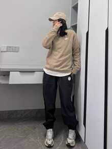 Nike Swoosh 透氣圓領套頭長袖衛衣 男款 卡其色 - 卡其色 - 查看 8