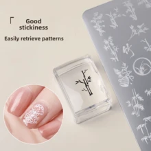 批发新款高透明度、超强粘性多功能转印印章工具 - 美甲可水洗小方硅胶印章 - 彩色 - 查看 4